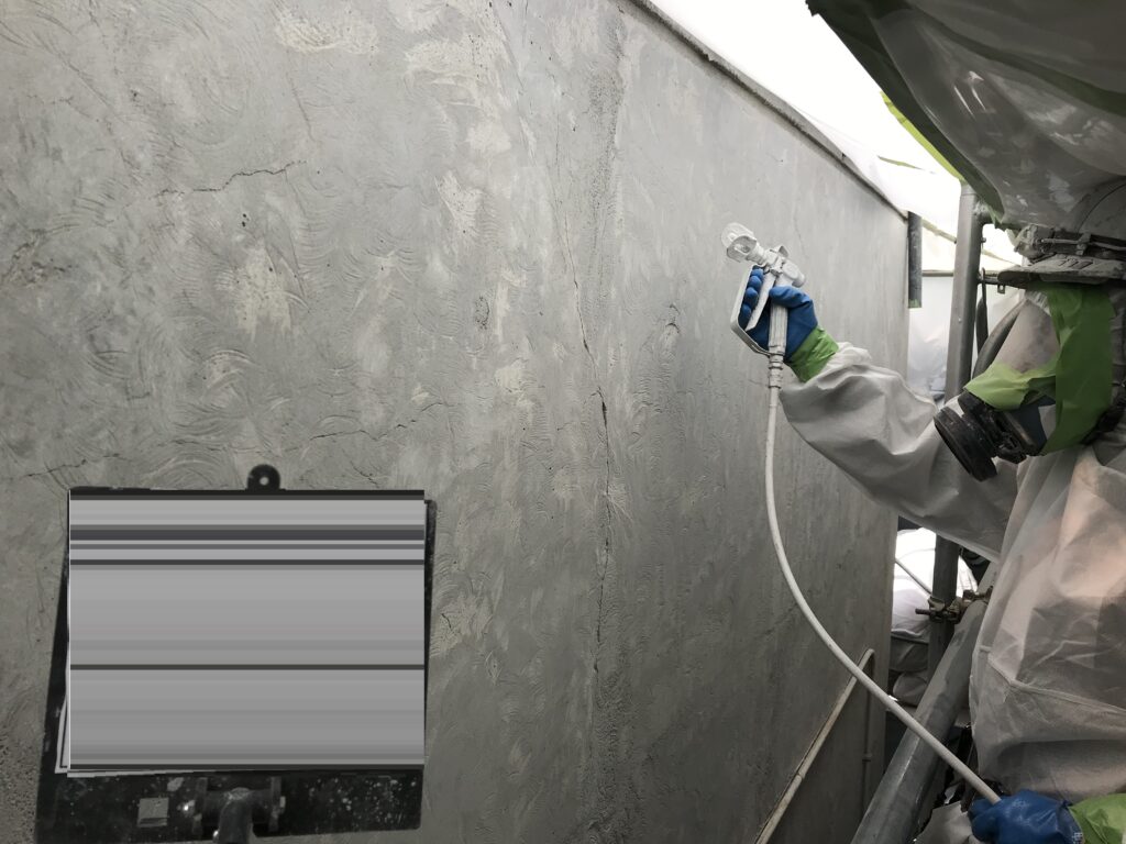 兵庫県にて外壁下地調整材アスベスト対策工事